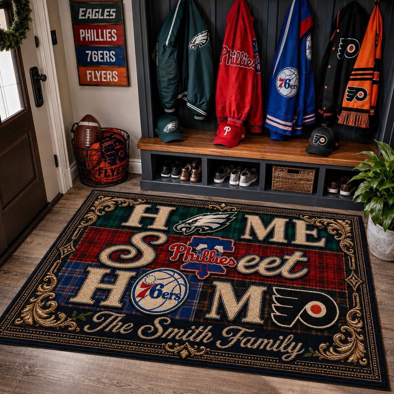 Personalized Philadelphia City Doormat,Home Sweet Home, Phillies Fan Gifts - Image 5