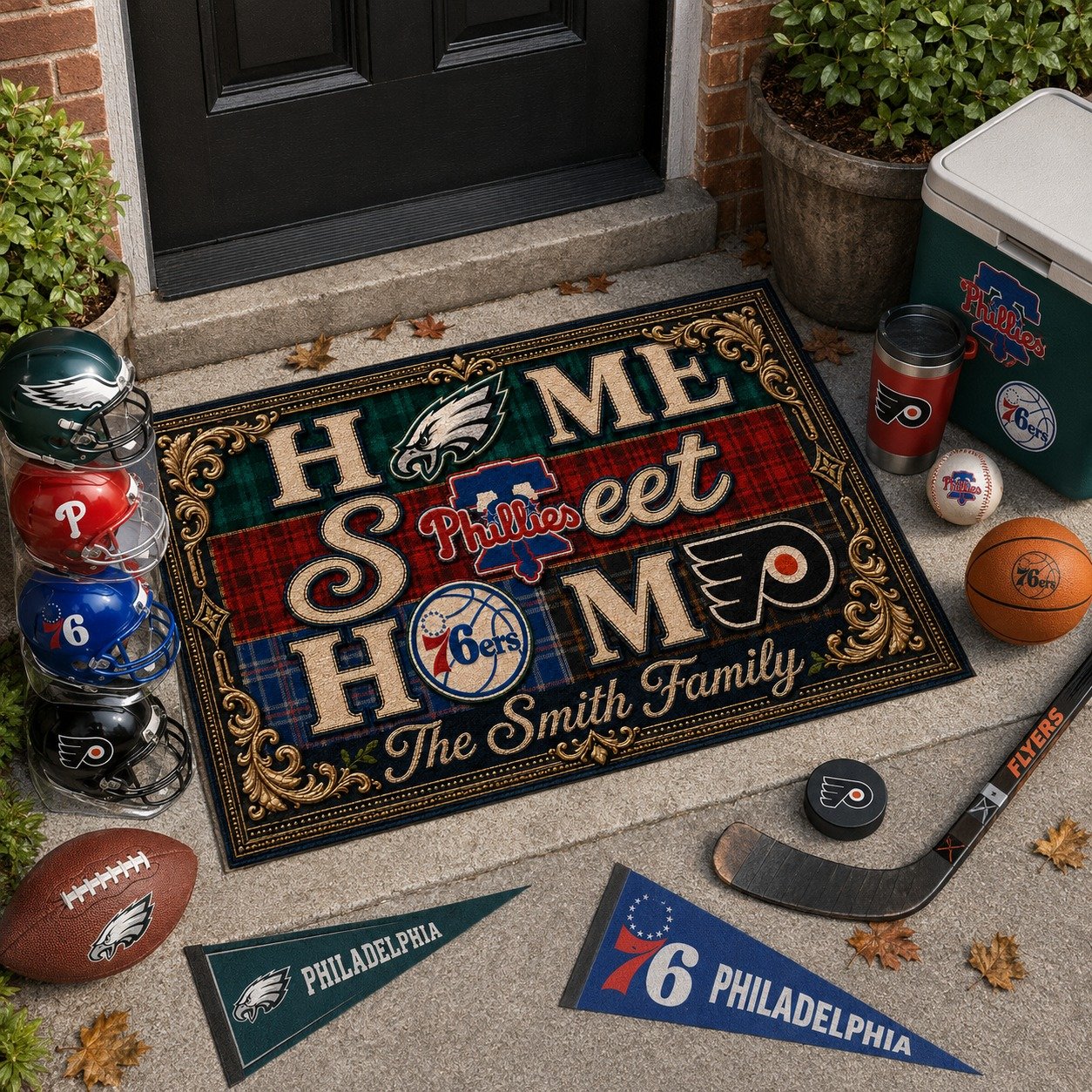 Personalized Philadelphia City Doormat,Home Sweet Home, Phillies Fan Gifts - Image 6