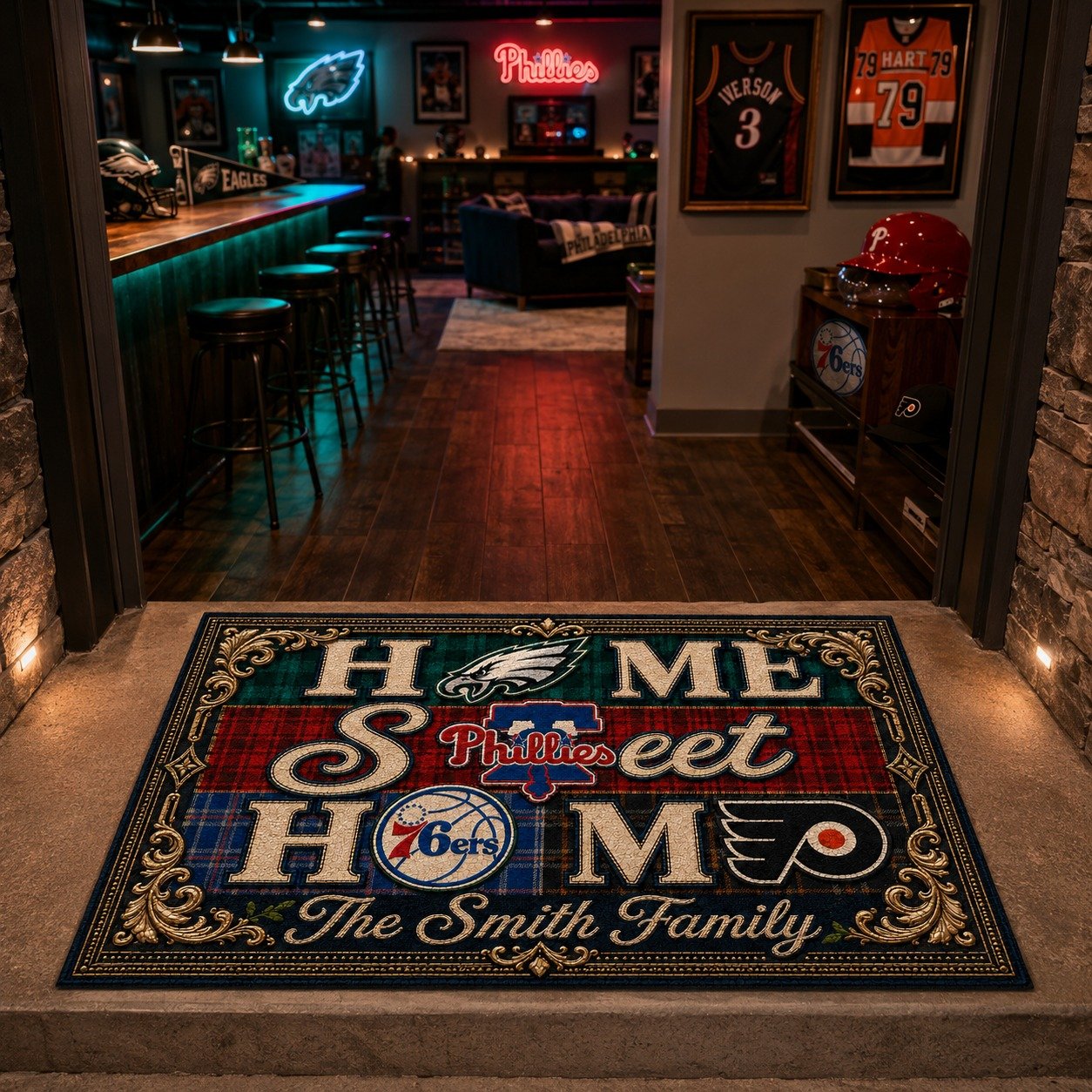 Personalized Philadelphia City Doormat,Home Sweet Home, Phillies Fan Gifts - Image 8