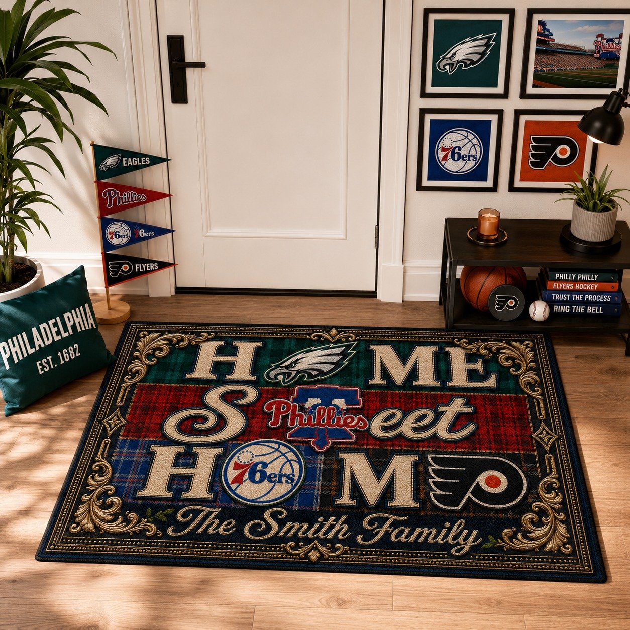 Personalized Philadelphia City Doormat,Home Sweet Home, Phillies Fan Gifts - Image 9