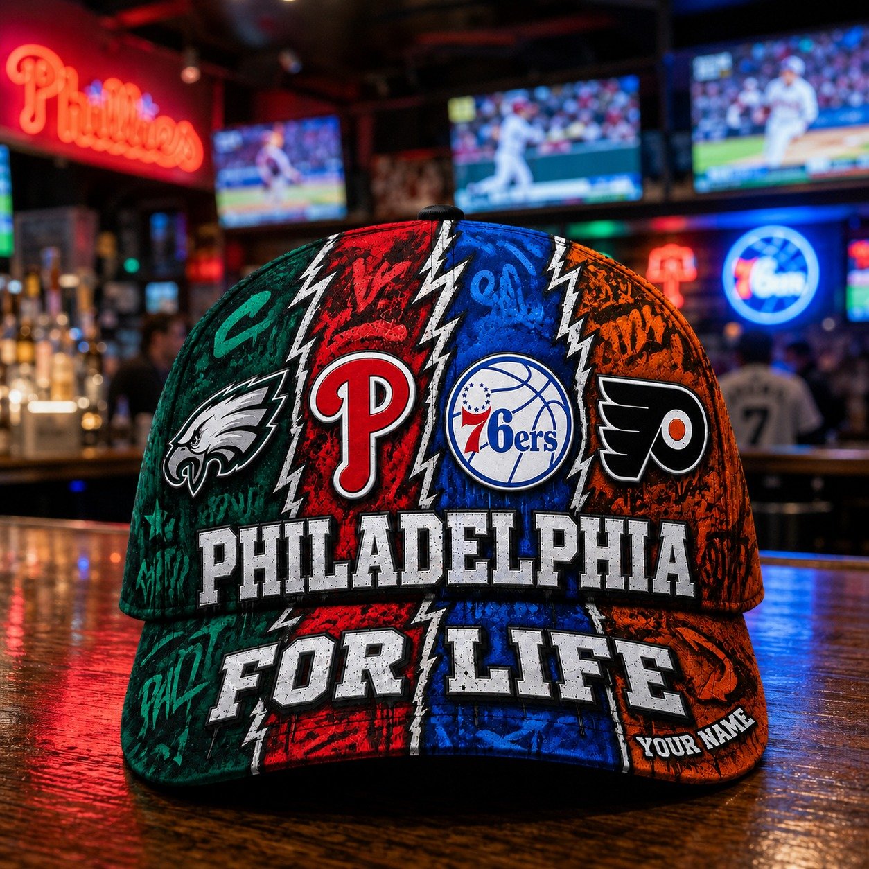 Alternative view of Personalized Philadelphia Cap With Name, Philadelphia For Life, Phillies Fan Gifts