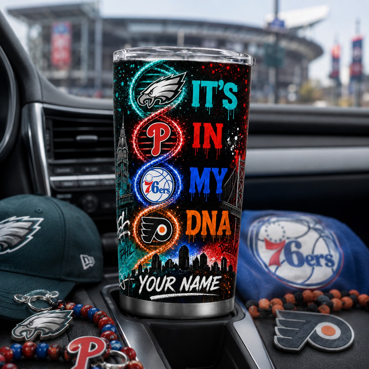 Personalized Philadelphia Teams Sports Tumbler, It’s In My DNA, Phillies Fan Gifts