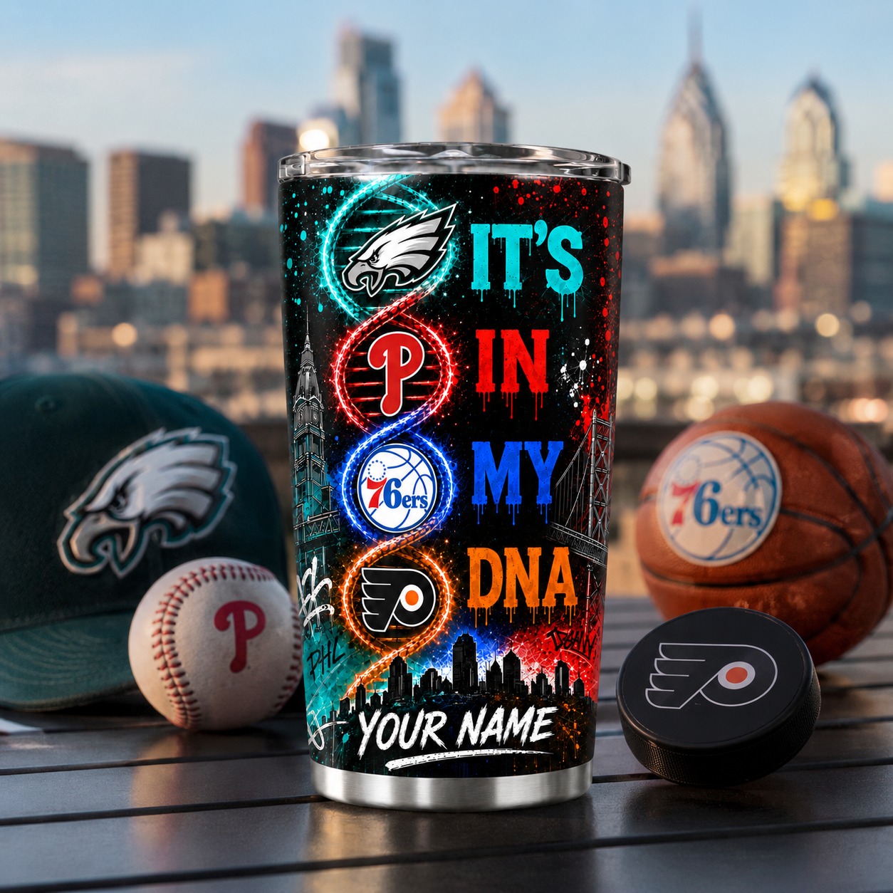 Alternative view of Personalized Philadelphia Teams Sports Tumbler, It’s In My DNA, Phillies Fan Gifts